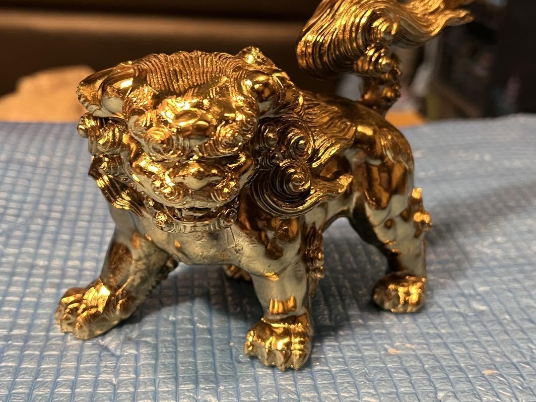 Amazon.co.jp: 金製狛犬、金狛犬、出世獅子、金色狛犬、狛犬